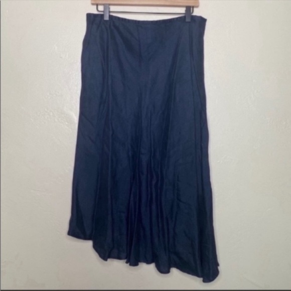 Sundance navy linen asymmetrical midi skirt size 14 - Picture 5 of 5